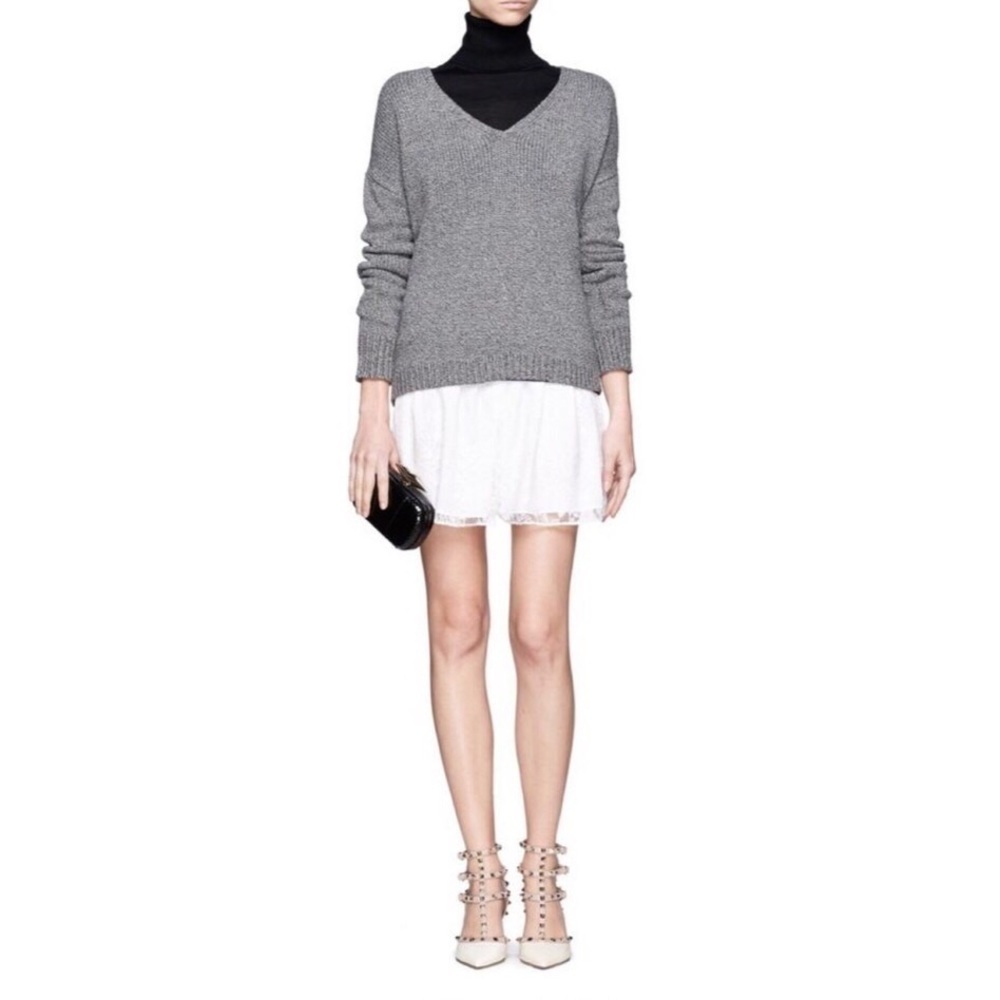 Alice + Olivia Rei Box Pleat Lace Skirt in White 4
